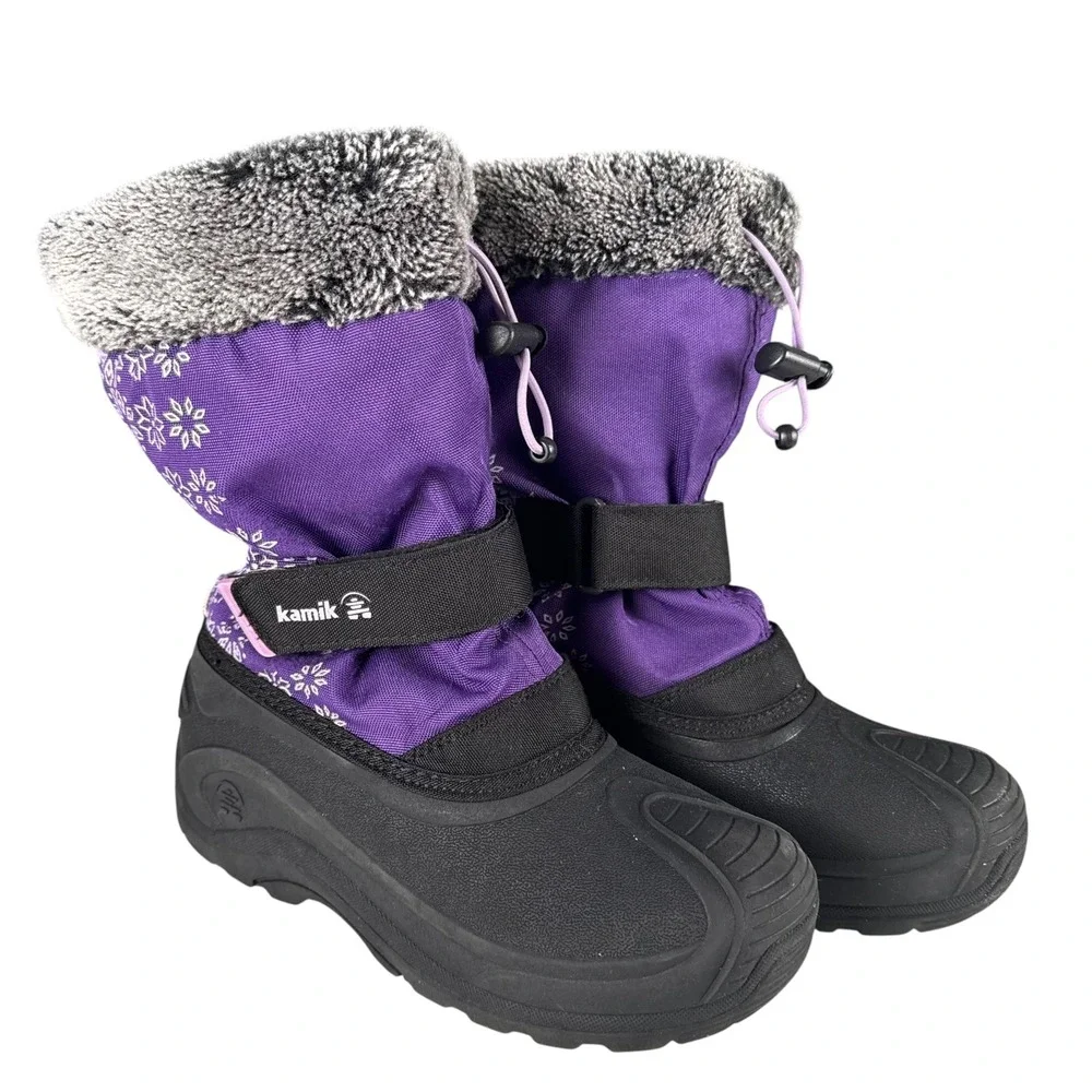 Kamik Snowtale Kids Purple Snowflake Waterproof Winter‎ Boots Size 4 NF4374N SU